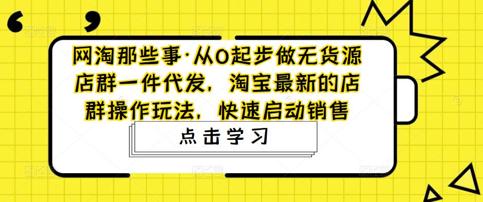 网淘那些事·从0起步做无货源店群一件代发，淘宝最新的店群操作玩法，快速启动销售-pcp资源社