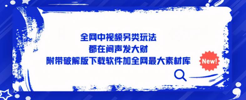 全网中视频另类玩法，都在闷声发大财，附带破解版下载软件加全网最大素材库-pcp资源社