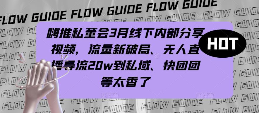 嗨推私董会3月线下内部分享视频，流量新破局、无人直播导流20w到私域、快团团等太香了-pcp资源社