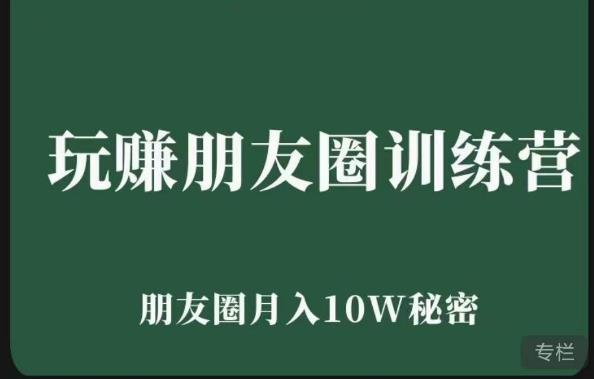 玩赚朋友圈系统课，朋友圈月入10W的秘密，​7天系统图文课程-pcp资源社