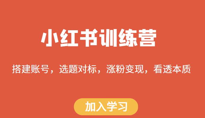 小红书训练营，搭建账号，选题对标，涨粉变现，看透本质-pcp资源社