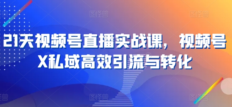 21天视频号直播实战课，视频号X私域高效引流与转化-pcp资源社