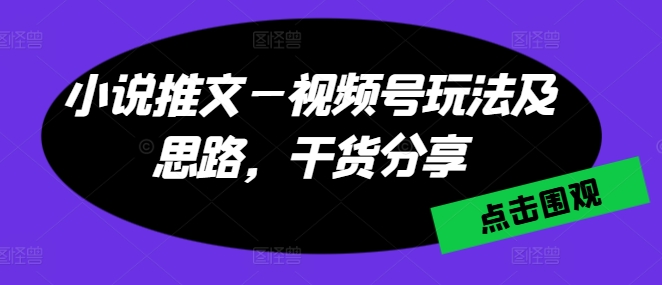 小说推文—视频号玩法及思路，干货分享-pcp资源社