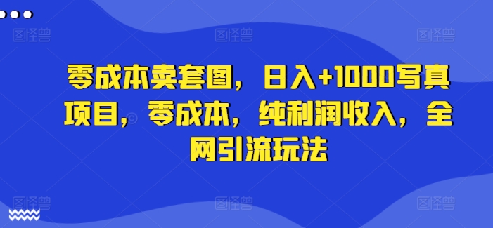 零成本卖套图，日入+1000写真项目，零成本，纯利润收入，全网引流玩法-pcp资源社