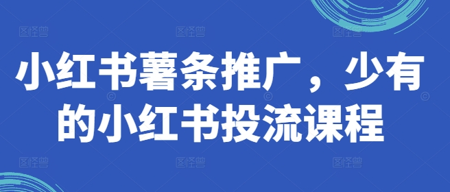 小红书薯条推广，少有的小红书投流课程-pcp资源社
