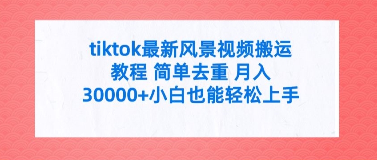 tiktok最新风景视频搬运教程 简单去重 月入3W+小白也能轻松上手【揭秘】-pcp资源社