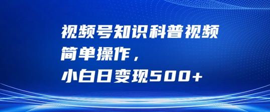 视频号知识科普视频，简单操作，小白日变现500+【揭秘】-pcp资源社