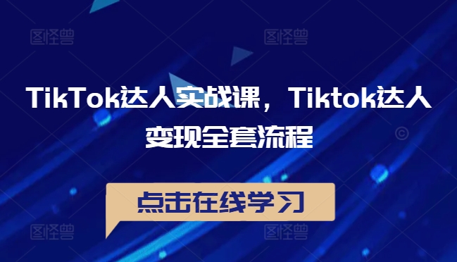 TikTok达人实战课，Tiktok达人变现全套流程-pcp资源社