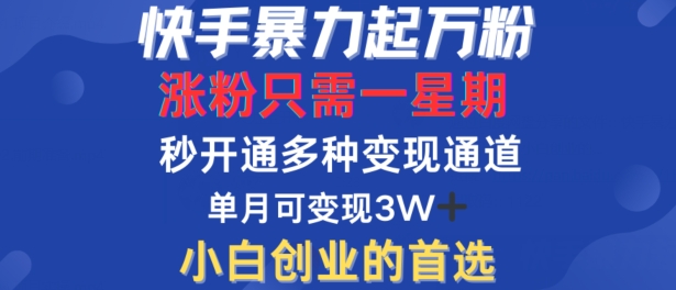 快手暴力起万粉，涨粉只需一星期，多种变现模式，直接秒开万合，单月变现过W【揭秘】-pcp资源社