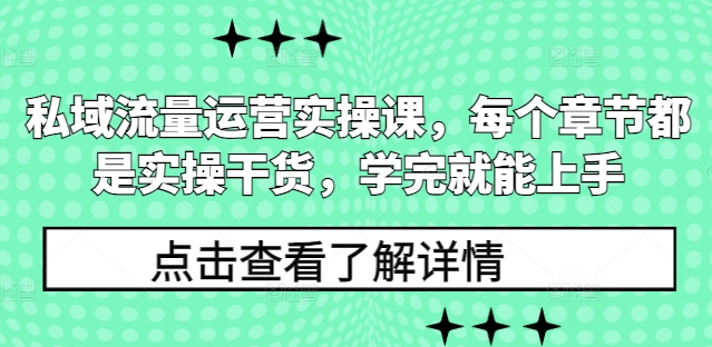 私域流量运营实操课，每个章节都是实操干货，学完就能上手-pcp资源社