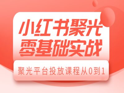 小红书聚光零基础实战，聚光平台投放课程从0到1-pcp资源社