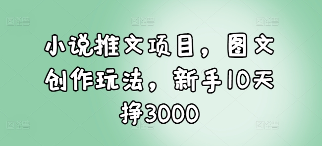 小说推文项目，图文创作玩法，新手10天挣3000-pcp资源社