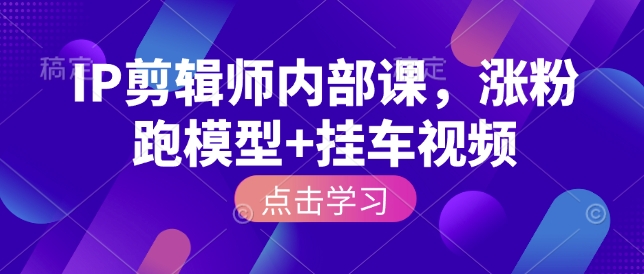 IP剪辑师内部课，涨粉跑模型+挂车视频-pcp资源社