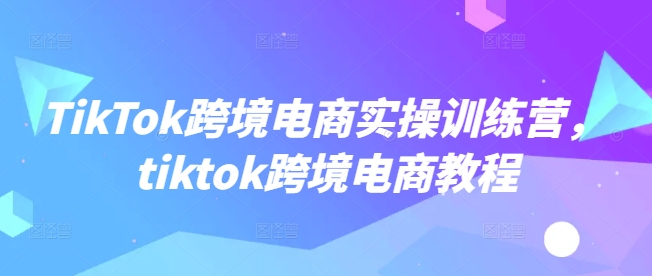TikTok跨境电商实操训练营，tiktok跨境电商教程-pcp资源社