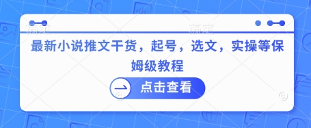 最新小说推文干货，起号，选文，实操等保姆级教程-pcp资源社