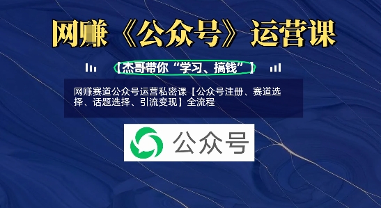 网创赛道公众号运营私密课【公众号注册、赛道选择、话题选择、引流变现】全流程-pcp资源社