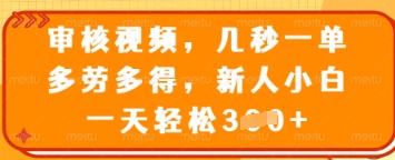 审核视频，几秒一单，多劳多得，新人小白一天轻松3张【揭秘】-pcp资源社