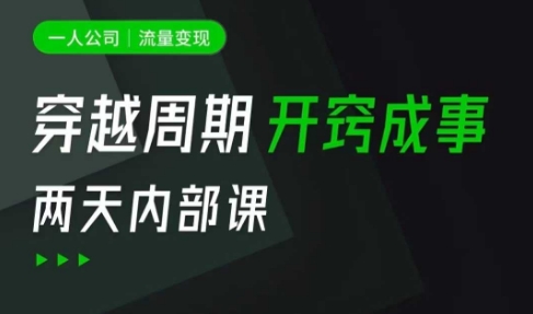 一人公司：流量变现课，一人公司的方法模型拆解， 拆解富人思维，流量思维，小老板思维等-pcp资源社