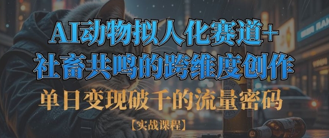 单日变现破千的流量密码，AI动物拟人化赛道+社畜共鸣的跨维度创作-pcp资源社