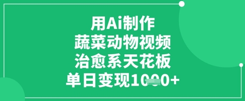 用Ai制作蔬菜动物视频，治愈系天花板，单日变现1k-pcp资源社