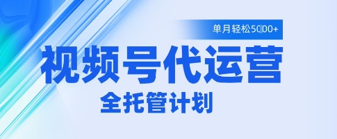 视频号代运营2.0，全程托管招募，单月轻松变现5k【揭秘】-pcp资源社