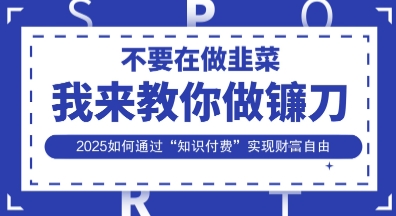 韭菜生涯终结者，我来教你做镰刀，2025如何通过“知识付费”实现财F自由【揭秘】-pcp资源社