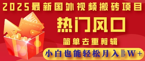 2025最新视频搬砖项目，热门风口，简单去重剪辑，小白也能轻松月入过W-pcp资源社