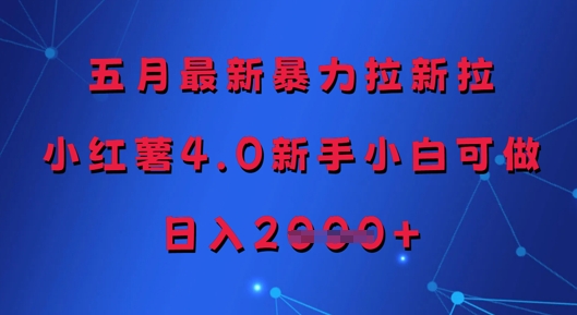 五月最新暴力拉新拉，小红薯4.0新手小白可做，日入多张-pcp资源社