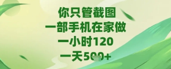 你只管截图，一部手机在家做，苹果安卓都可以，一天5张+【揭秘】-pcp资源社
