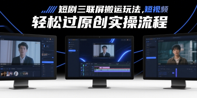短剧三联屏搬运玩法，短剧搬运轻松过原创实操流程-pcp资源社