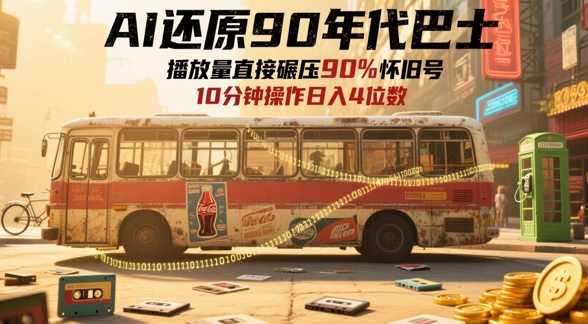 AI还原90年代巴士，一帧就让70后泪崩，播放量直接碾压90%怀旧号，每天操作十分钟，日入四位数-pcp资源社