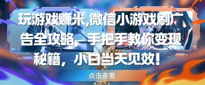 玩游戏挣米，微信小游戏刷广告全攻略，手把手教你变现秘籍，小白当天见效-pcp资源社