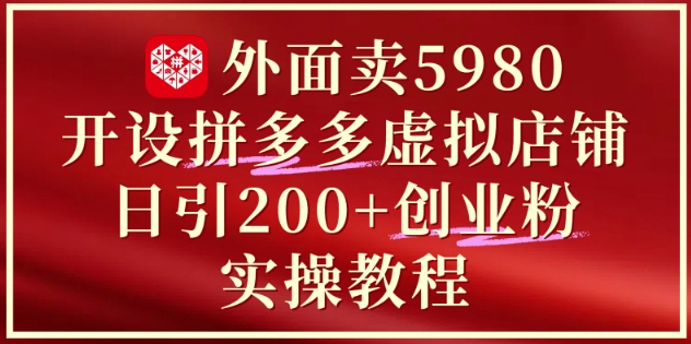 外面卖5980开设拼多多虚拟店铺：单日引流200+创业付费粉实战教程-pcp资源社