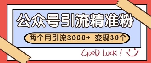 公众号精准粉引流玩法，2个月3000+精准粉，变现30个W【揭秘】-pcp资源社