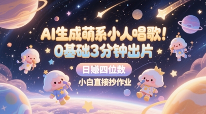 AI生成萌系小人唱歌，0基础3分钟出片，28个作品涨粉8.9W，单条最高19W赞，日入四位数，小白直接抄作业-pcp资源社