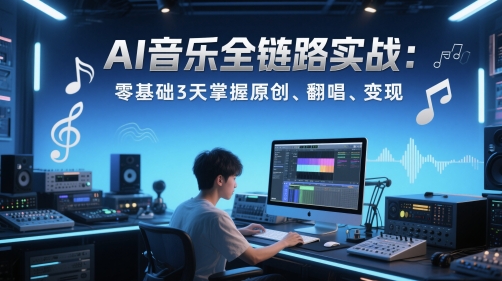 AI音乐全链路实战变现课：零基础3天掌握原创、翻唱、变现-pcp资源社