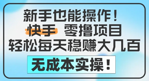 新手也能操作，快手零撸挣米，轻松每天挣2-5张，完全无成本-pcp资源社