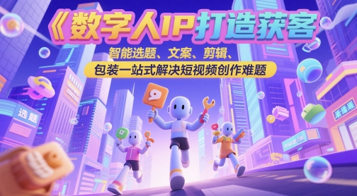 数字人IP打造获客变现实操课，智能选题、文案、剪辑、包装一站式解决短视频创作难题-pcp资源社