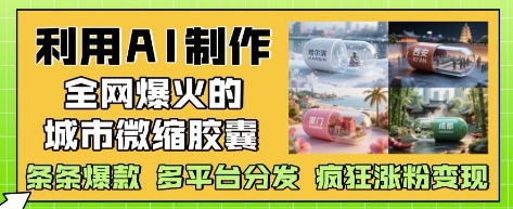 利用AI制作全网爆火的城市微缩胶囊，条条爆款， 多平台分发，疯狂涨粉变现-pcp资源社
