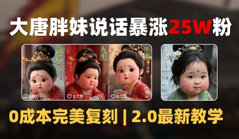 AI大唐胖贵妃说话2.0，40条视频暴涨40w粉，附独家变现攻略-pcp资源社