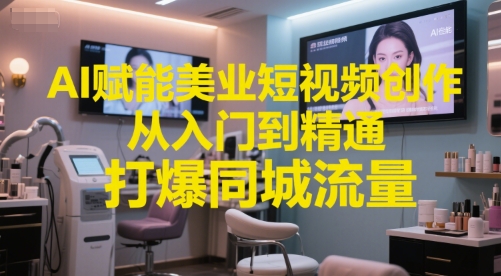 AI赋能美业短视频创作，从入门到精通，打爆同城流量，超级AI工具短视频实操落地-pcp资源社