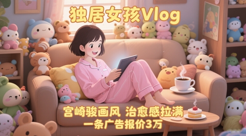单个账号涨粉71W！用AI制作独居女孩Vlog，宫崎骏画风，治愈感拉满，一条广告报价3W-pcp资源社