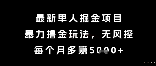 最新单人掘金项目，暴力撸金玩法，无风控，每个月多挣5k+【揭秘】-pcp资源社