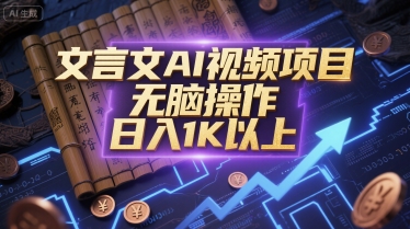 文言文AI视频项目，无脑操作，日入1K以上-pcp资源社