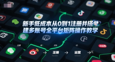 新手低成本从0到1注册并搭建多账号全平台矩阵操作教学，手机号-邮箱-IP-工具-pcp资源社