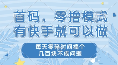 首码零撸项目，有快手就可以做，每天业务时间搞个几张不是问题【揭秘】-pcp资源社