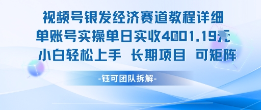 视频号银发经济赛道单账号实操单日实收1k+，小白轻松上手长期项目-pcp资源社