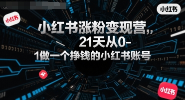 小红书涨粉变现营，21天从0-1做一个挣钱的小红书账号-pcp资源社