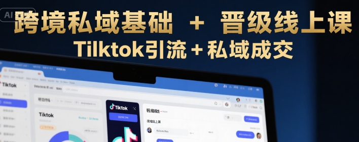 跨境私域基础+晋级线上课，Tilktok引流+私域成交-pcp资源社