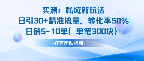 实测私域新玩法日引30加精准流量转化率50%日销5-10单每笔3张-pcp资源社